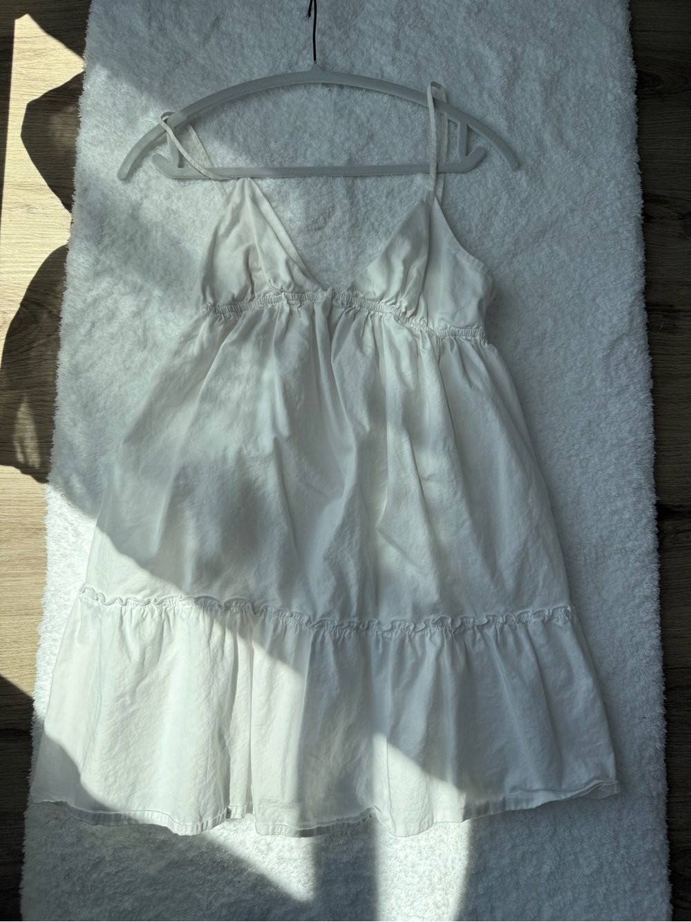 Sunday Best Creamy White Spaghetti-Strap Tiered Dress